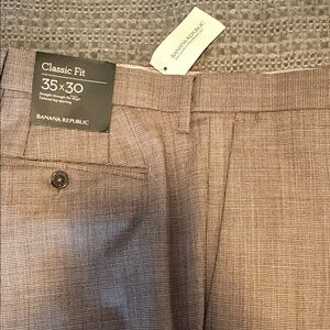 Banana Republic Men's Light Brown Check Dress Pants